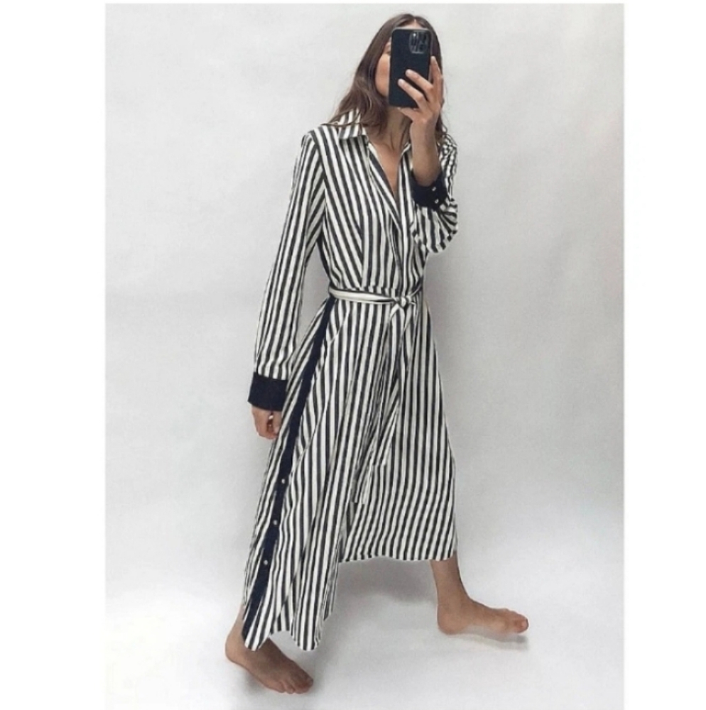 ZARA Striped Shirt Dress - Picture 2 of 10